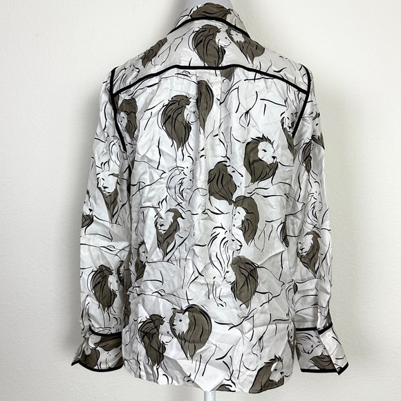 LAFAYETTE 148 Black and White Silk Shirt Size XS - Picture 2 of 6